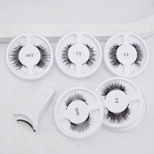Wholesale Reusable Magnetic False Eyelashes 5 Pairs Magnetic Eyelash Kit Extension Tool Tweezers Makeup Set 5 Style Mink Lashes